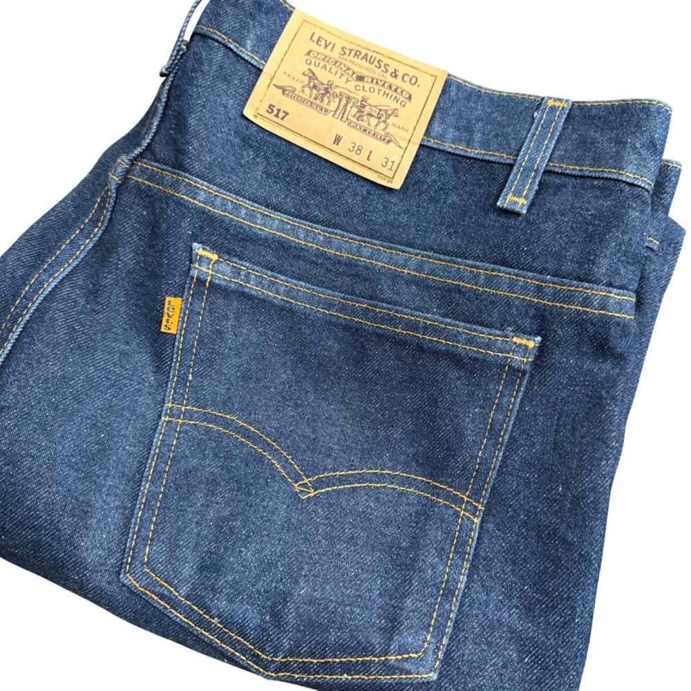 Vintage Levis 517 Orange Tab Jeans Mens 38x31* Dark Wash Bootcut Made in USA